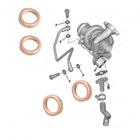 4 Joints pour vis banjos de tuyau graissage huile turbo 1.6 hdi C