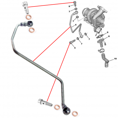 Tuyau alimentation vis joints turbo pour Citroën Ford Mazda Mini Peugeot 1.6 HDI TDCI