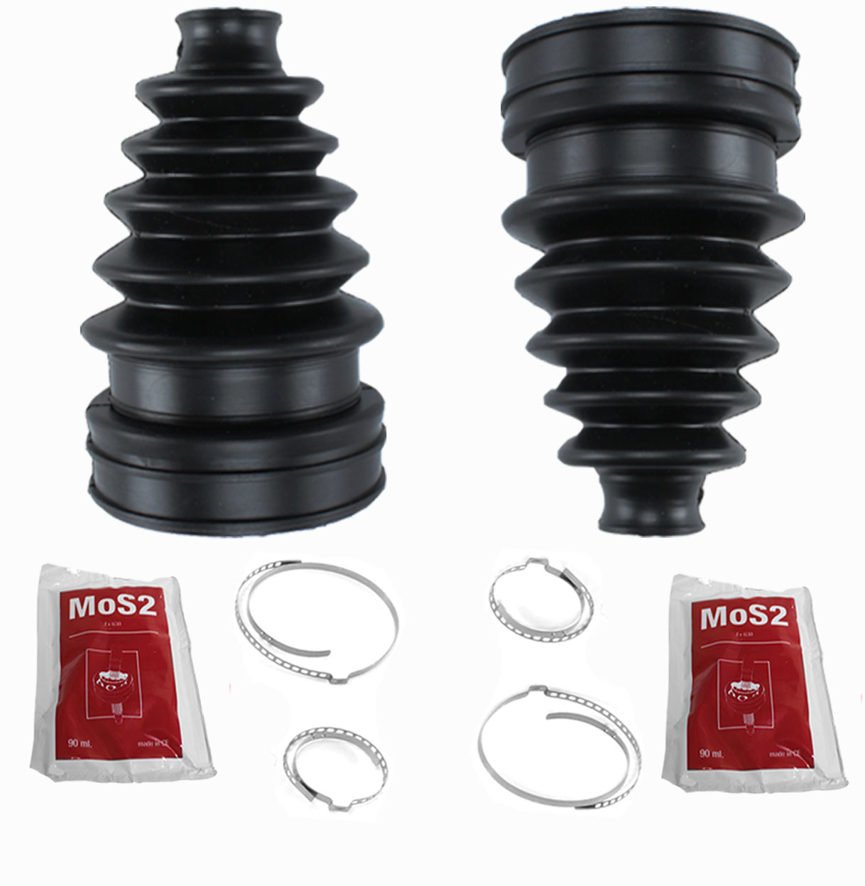 Lot de 2 soufflets de cardan universel + colliers + graisses de montage