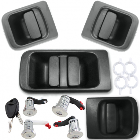 Kit de poignées extérieures de portes avec 4 barillets pour Nissan Interstar Opel Movano Renault Master 2