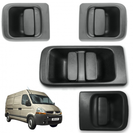 Lot de 4 poignées de porte extérieure avant gauche et droite + latérale + arrière Nissan Interstar Opel Movano Renault Master 2