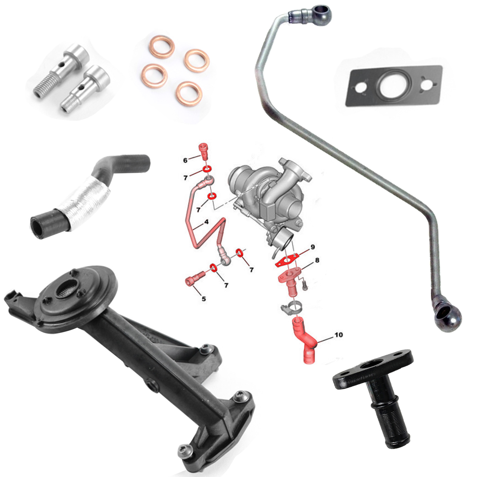 Tuyau D'alimentation D'huile Pour Turbo 1.6 HDI TDCi 90 Ch - Réf. 0379.69, Neuf, Garantie 2 Ans