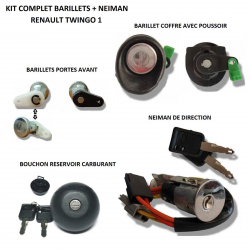 Kit complet de barillets de coffre + bouchon carburant + serrure porte avant + neiman pour Renault Twingo de 1993 à 2000