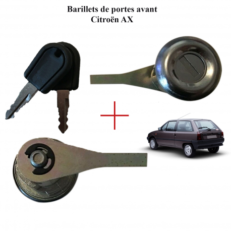 Lot de 2 Barillets de porte avant avec 2 clés pour Citroën AX de 1986 à 1991
