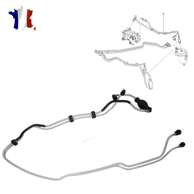 Tuyau Retour Carburant Avec Poire D'amorçage Pour Renault Clio II Et Kangoo 1.9 D - Référence 7700111932, Compatible Moteur F8Q