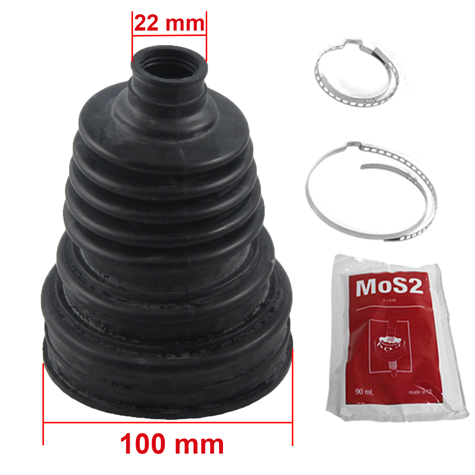 Soufflet de cardan universel avec bague de serrage et graisse