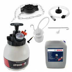 Purgeur de frein automatique + 1 bidon de liquide de frein 5 litres BOSCH + Bouteille de récupération 1L