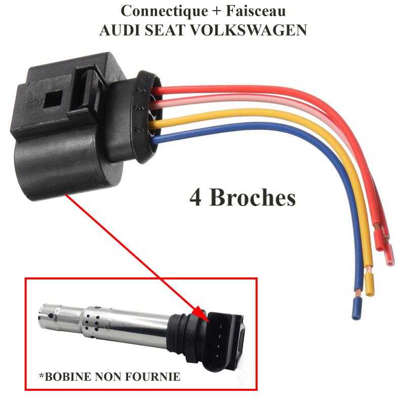 Bobines d'allumage,Bobine d'allumage connecteur faisceau prise câble de  câblage pour Audi VW A3 A4 A5 A6 - Type 4 Pieces with wire - Cdiscount Auto