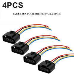 Lot de 4 Kit de Réparation Faisceau de Câblage Fiche Électrique Connecteur de Bobine d'allumage crayon 1.2 1.4 2.0 TSI TFSI 1.8T