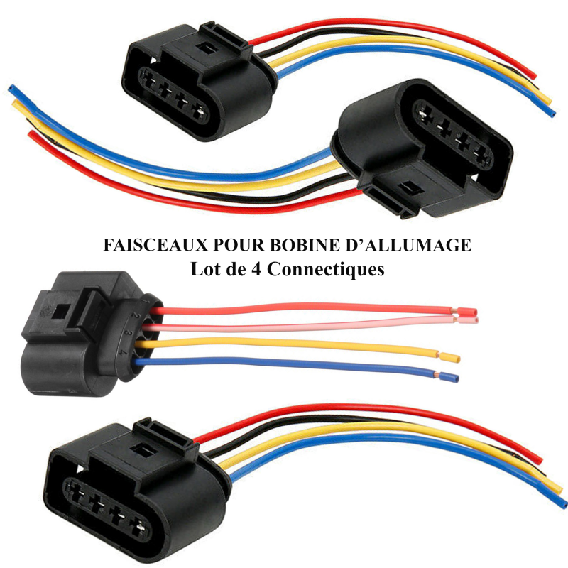 4 kit Connectique Prise Faisceau bobine d'allumage Audi A1 Seat Ibiza Polo  Golf