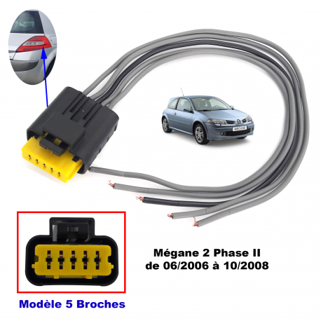 Kit réparation de faisceau prise électrique Connecteur pour platine de feux arrière porte ampoules de Renault Megane II Phase 2