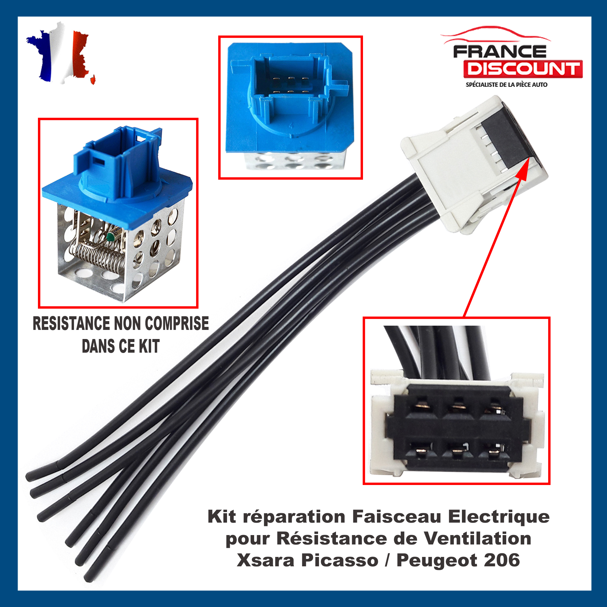 KIT DE REPARATION CONNECTIQUE FAISCEAU RESISTANCE DE CHAUFFAGE CITROEN 4 FILS