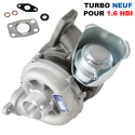 Turbo turbocompresseur neuf compatible pour Peugeot Citroën 1.6 - 1.6 HDI 110 ch