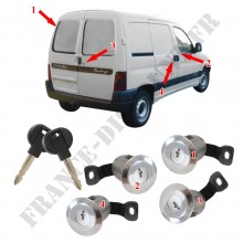 Kit de 4 barillets de portes compatible pour CITROËN Berlingo & PEUGEOT Partner