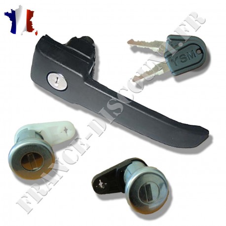 Kit complet poignée extérieure arrière + barillets de portes avant avec 2 clefs compatible pour RENAULT Express