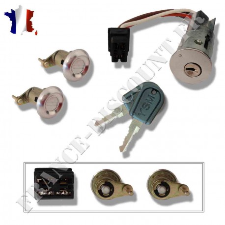 Kit complet serrure de portes avant et antivol de direction compatible pour CITROËN C15 (4 fils) (de 1984 à 2005)