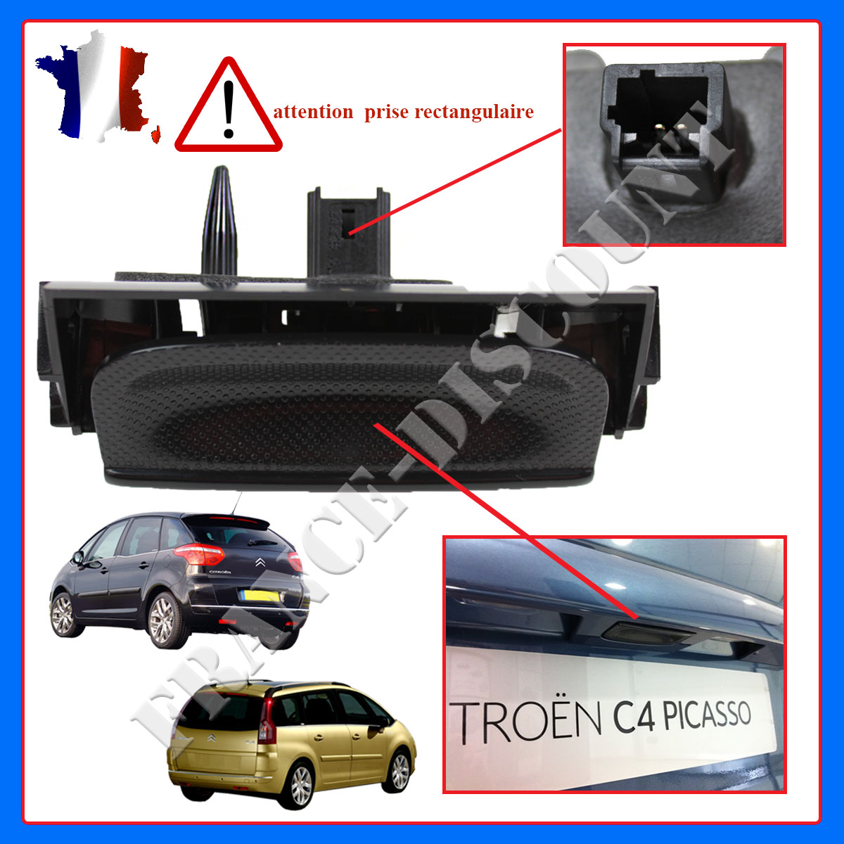 Poignée De Coffre Hayon Avec Contacteur Électrique 6554.ZZ - Compatible Citroën Berlingo, C4, Picasso, Peugeot Partner (2004-2013)