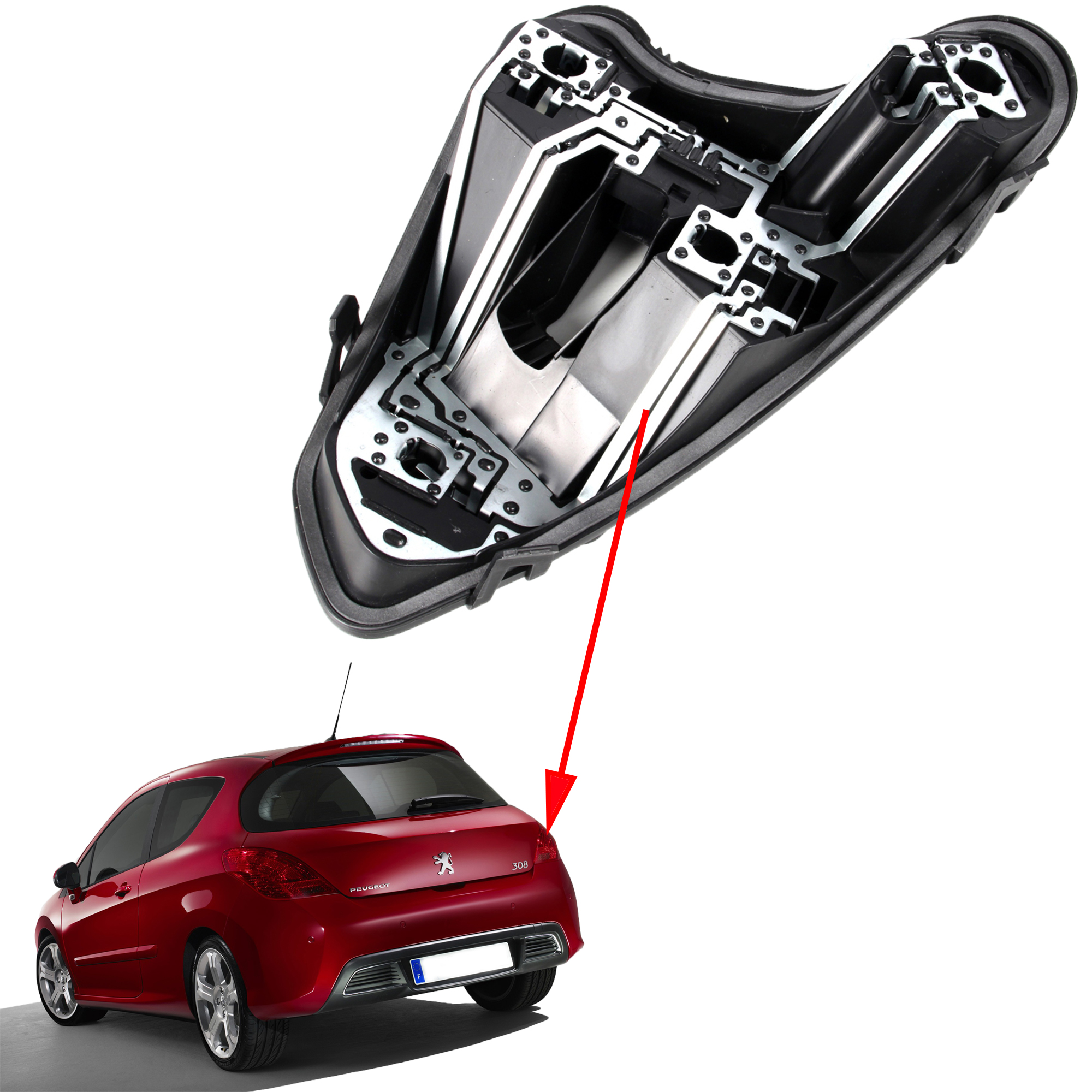 Platine de Feu Arrière droite avec ampoule compatible pour Peugeot 308 Phase 1 Origine