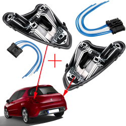 Platine de feux arrière gauche et droite + réparation prise faisceau électrique feux compatible pour Peugeot 308